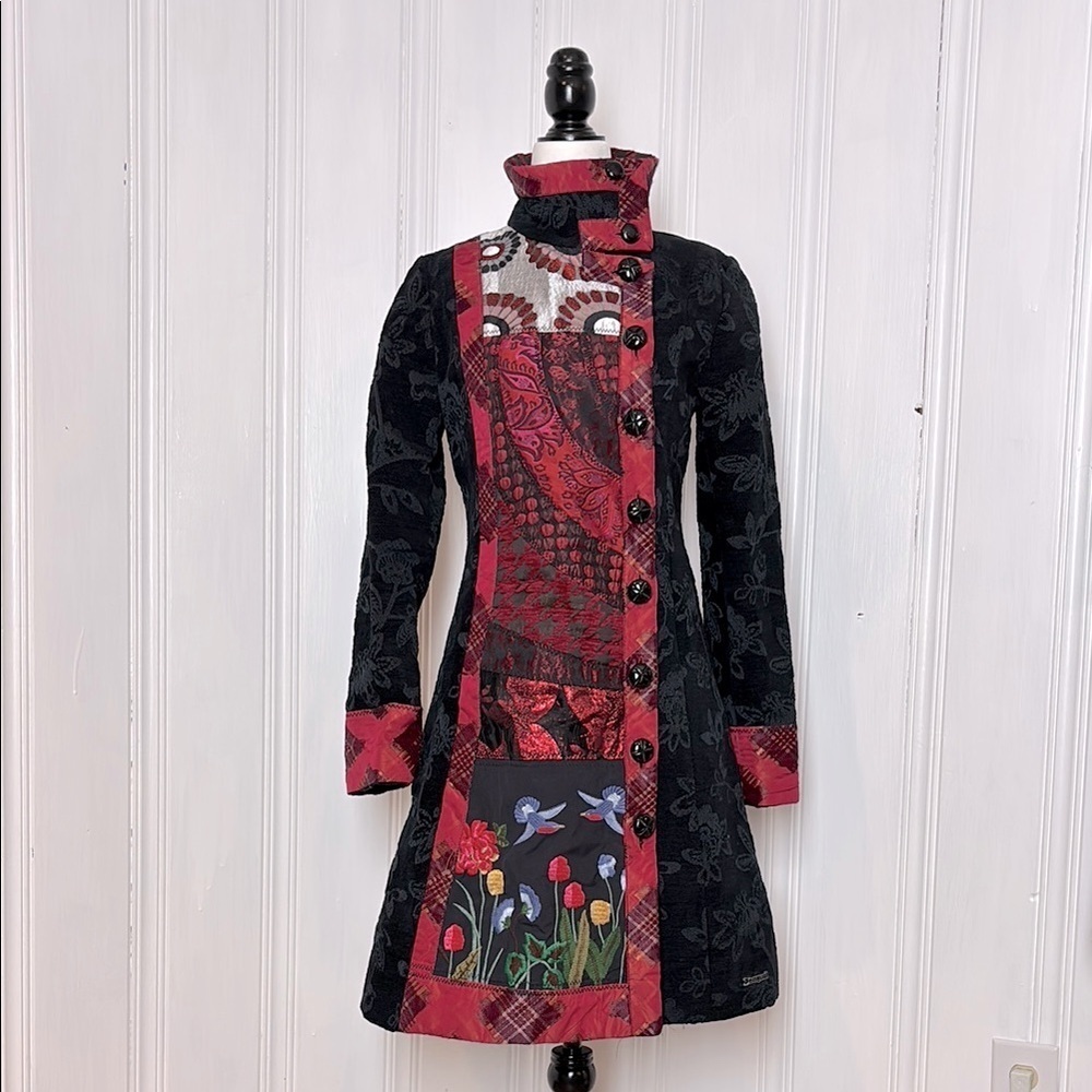 DESIGUAL Patchwork Embroidered Coat – Vibrant & Unique